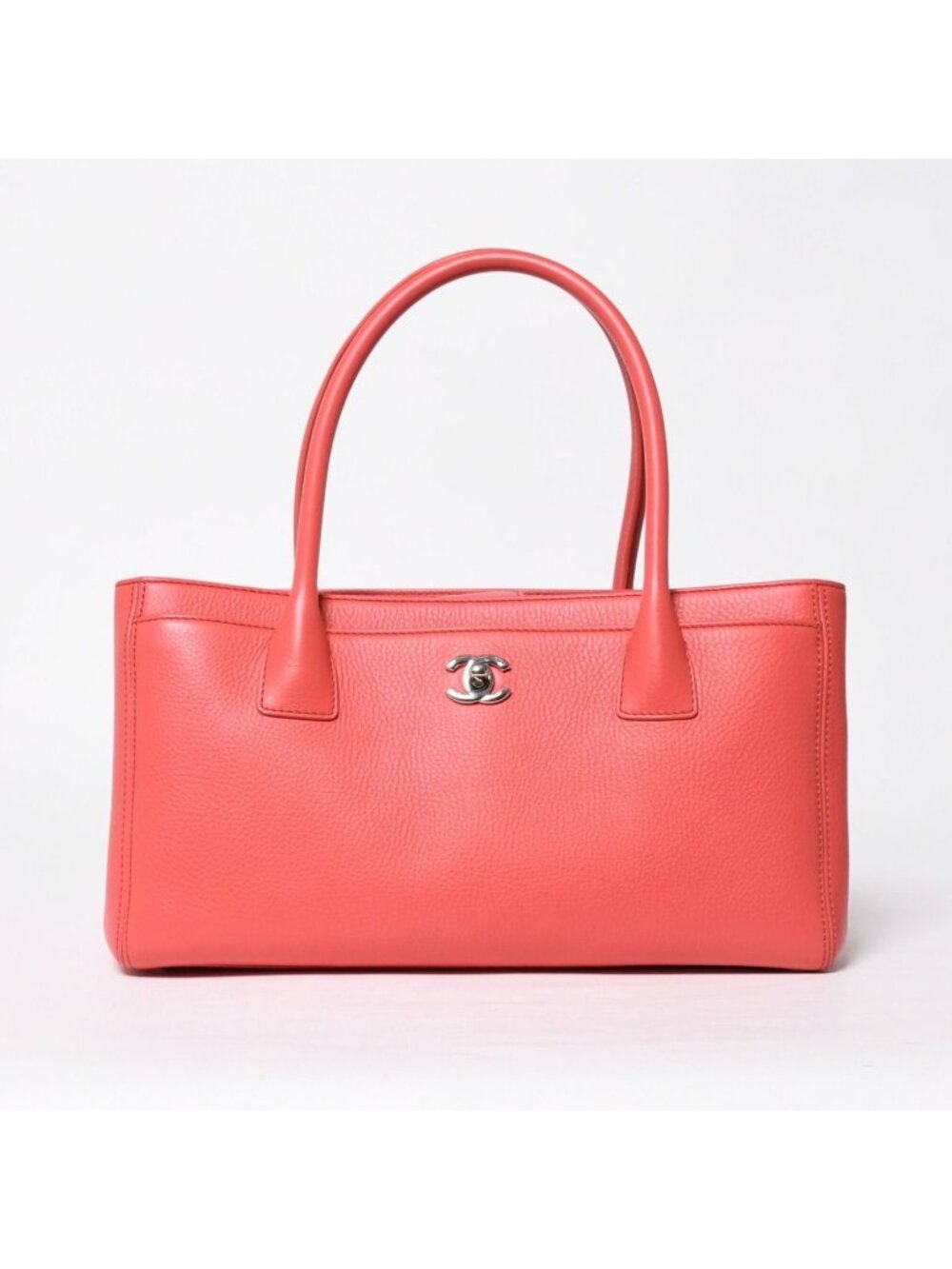 Chanel Executive Tote Bag Small CC Logo Caviar Leather Pink Silver